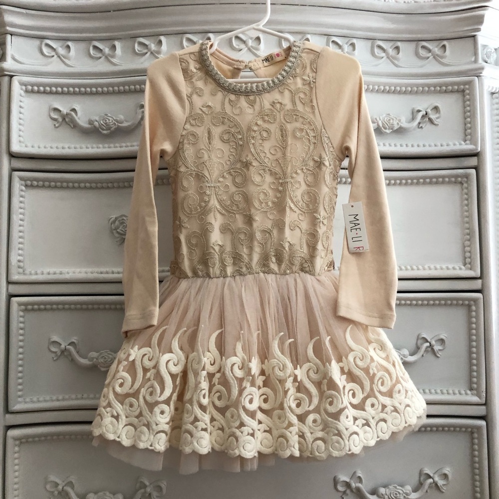 Mae Li Rose lace tutu party dress size 4/5 long sleeve